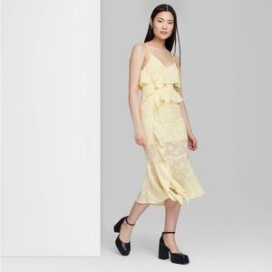 wild fable Pale Yellow Ruffle Slip Dress